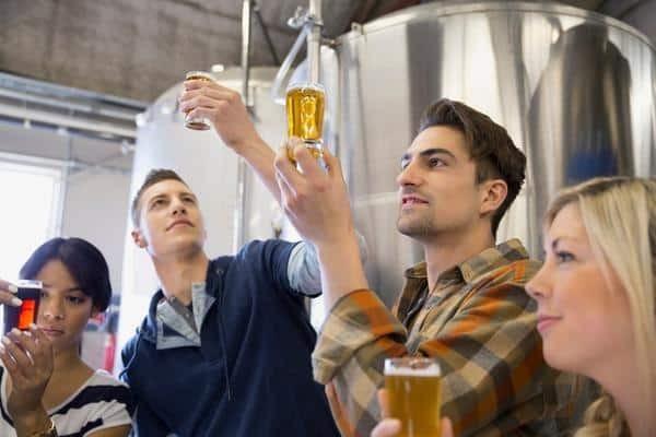 People Looking at Beer in Glasses